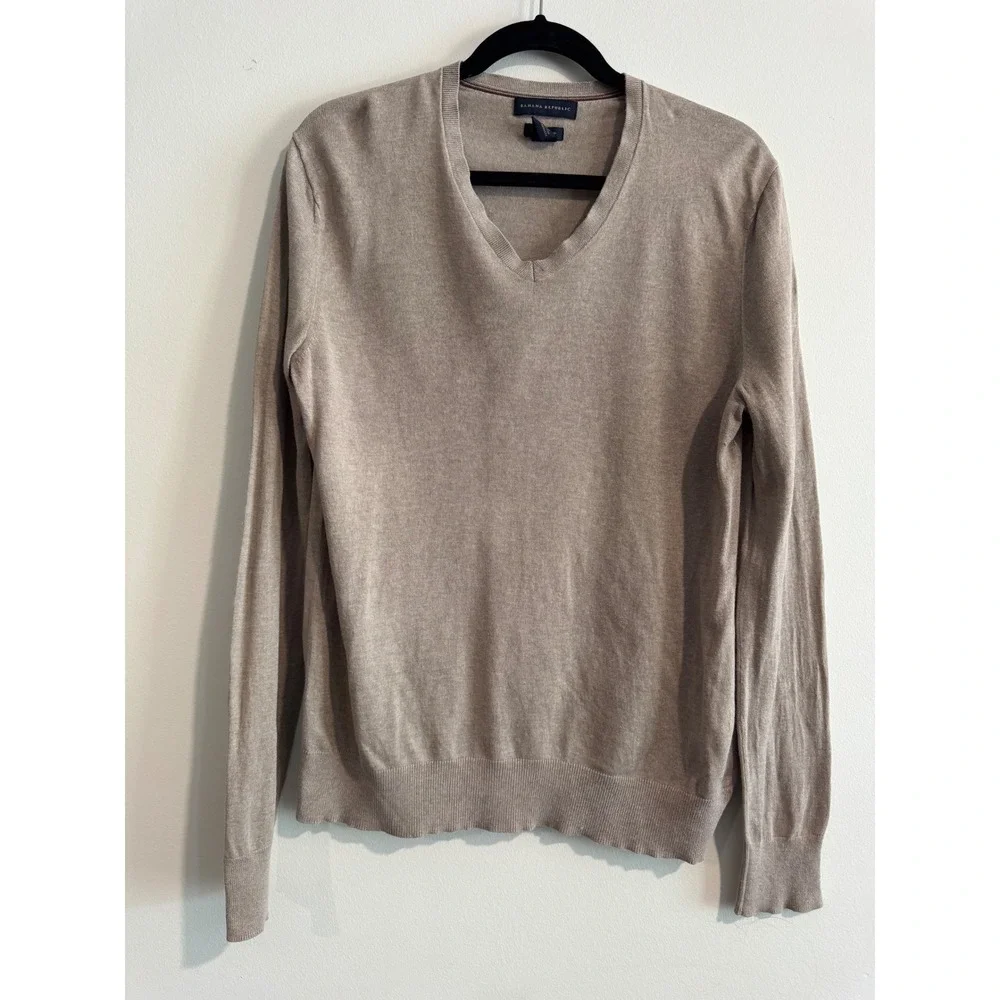 Banana‎ Republic Luxury Blend V-Neck Sweater Mens Medium Silk Cashmere Blend